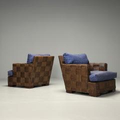  Donghia John Hutton Donghia Oversized Lounge Chairs Woven Cane Mahogany USA 1990s - 3797006