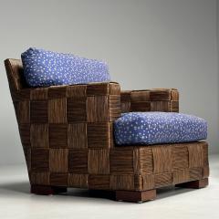  Donghia John Hutton Donghia Oversized Lounge Chairs Woven Cane Mahogany USA 1990s - 3797009