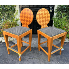  Donghia Pair of Donghia Harlequin Counter Height Stools - 3474251