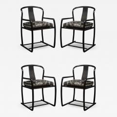  Donghia Set of 4 Modern Armchairs in Smoked Emerald Velvet Ebonized Walnut by Donghia - 2552555