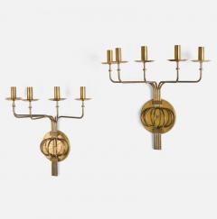  Dorlyn Silversmiths Tommi Parzinger Mid Century Modern Candleholder Sconces Brass USA c 1955 - 3518717