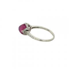  Dreicer Co GIA Certified No Heat Star Ruby in Vintage Platinum and Diamond Ring Signed - 3574299