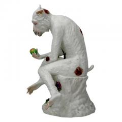  Dresden Porcelain Antique German Dresden Monkey Porcelain Sculpture - 3900017