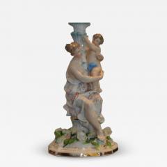  Dresden Porcelain Antique Hand Painted Dresden German Porcelain Figural Lamp W Maiden Putti - 1734993