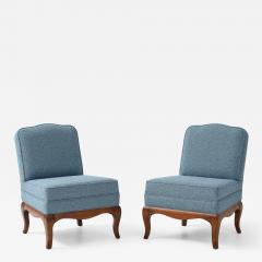  Drexel Drexel Heritage Furniture 1950s Walnut Base Slipper Chairs By Drexel Heritage - 4125318