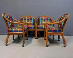  Drexel Drexel Heritage Furniture 1970s Set of 4 Drexel Game Table Chairs with Cane Backs Mid Century - 3716314