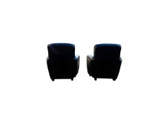  Drexel Drexel Heritage Furniture Drexel Heritage Art Deco Inspired Pair of Black Leather Club or Lounge Chairs - 2547687