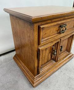 Drexel Drexel Heritage Furniture Drexel Heritage Campaign Style Pecan Wood Nightstand or End Table a Pair - 3098485