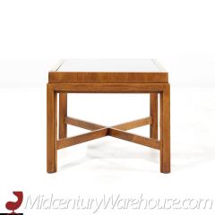  Drexel Drexel Heritage Furniture Drexel Heritage Mid Century Walnut and Smoked Glass Side End Table - 3693217