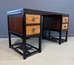  Drexel Drexel Heritage Furniture Drexel Heritage Tai Ming Burl and Mahogany Desk Mid Century - 4206735