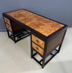  Drexel Drexel Heritage Furniture Drexel Heritage Tai Ming Burl and Mahogany Desk Mid Century - 4206738