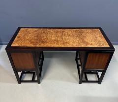  Drexel Drexel Heritage Furniture Drexel Heritage Tai Ming Burl and Mahogany Desk Mid Century - 4206774