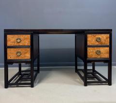  Drexel Drexel Heritage Furniture Drexel Heritage Tai Ming Burl and Mahogany Desk Mid Century - 4206790