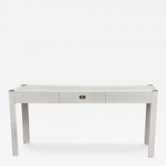  Drexel Drexel Heritage Furniture MODERN WHITE LACQUERED CONSOLE WITH CHROME CORNERS AND DRAWER BY DREXEL - 3952480