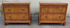  Drexel Drexel Heritage Furniture Pair of 1970s Drexel Heritage Hollywood Regency Burlwood Brass Nightstands - 3114050
