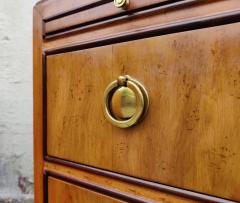  Drexel Drexel Heritage Furniture Pair of 1970s Drexel Heritage Hollywood Regency Burlwood Brass Nightstands - 3114068