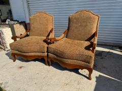  Drexel Drexel Heritage Furniture Pair of Drexel Heritage Oversized Fully Upholstered Bergeres w Ottoman - 4323163