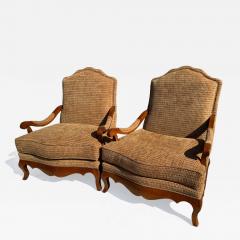  Drexel Drexel Heritage Furniture Pair of Drexel Heritage Oversized Fully Upholstered Bergeres w Ottoman - 4325703