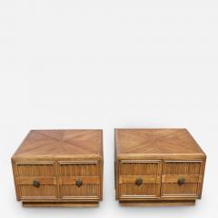  Drexel Drexel Heritage Furniture Pair of Plaudit by Drexel Two Toned Wood Nightstands Side Tables - 2700929