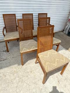  Drexel Drexel Heritage Furniture Set of 6 Vintage Walnut Cane Back Dining Chairs by Drexel - 4306786