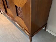  Dunbar American Modern 3 Door Walnut and Cane Credenza Dunbar 1950s - 4605853