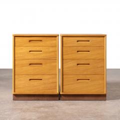  Dunbar Bleached Mahogany Nightstands with Leather Bases by Edward Wormley for Dunbar - 3866794