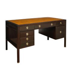  Dunbar Dunbar Exceptional Mahogany Desk with Inset Leather Top 1960s Signed  - 2508985