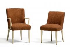  Dunbar Dunbar Set of 10 Dining Chairs with Bleached Mahogany Frames Cocoa Boucl  - 4349550