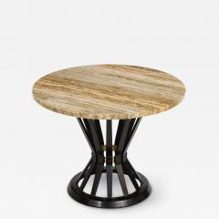  Dunbar Dunbar Sheaf of Wheat Side Table with Travertine Top 1950s Signed  - 2413552