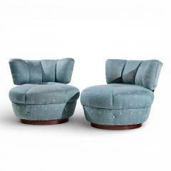  Dunbar Dunbar Style Mid Century Swivel Pouf Lounge Chairs Pair - 4495396