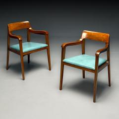  Dunbar Edward Wormley Dunbar Six Riemerschmid Dining Chairs Walnut Leather 1940s - 3889466