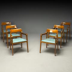  Dunbar Edward Wormley Dunbar Six Riemerschmid Dining Chairs Walnut Leather 1940s - 3889468