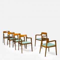  Dunbar Edward Wormley Dunbar Six Riemerschmid Dining Chairs Walnut Leather 1940s - 3891200