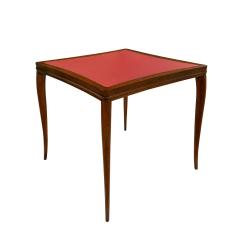  Dunbar Edward Wormley Elegant Game Table with Red Leather Top 1940s Signed  - 3071596