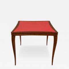  Dunbar Edward Wormley Elegant Game Table with Red Leather Top 1940s Signed  - 3074667