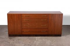  Dunbar Edward Wormley Walnut Sideboard with Leather Wrapped Base 1950s - 4597669