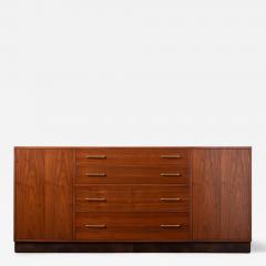  Dunbar Edward Wormley Walnut Sideboard with Leather Wrapped Base 1950s - 4597706