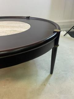  Dunbar MODERNIST TRAVERTINE BRASS AND WOOD COFFEE TABLE - 2125880