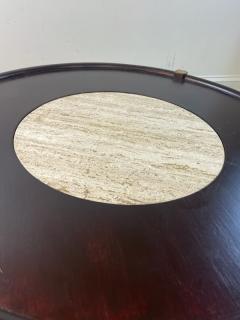  Dunbar MODERNIST TRAVERTINE BRASS AND WOOD COFFEE TABLE - 2125881