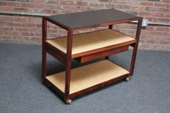  Dunbar Mid Century Modern Rosewood and Cork Bar Cart by Roger Sprunger for Dunbar - 3047089