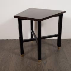  Dunbar Mid Century Modern Trapezoidal Walnut Side Table with Brass Sabots by Dunbar - 1522642