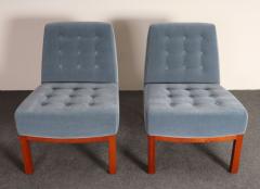  Dunbar Pair of Mahogany and Blue Mohair Slipper Chairs by Edward Wormley for Dunbar - 4611525
