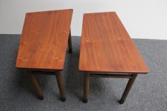  Dunbar Pair of Mid Century Walnut Leather and Mahogany Wedge End Tables by Dunbar - 3311896