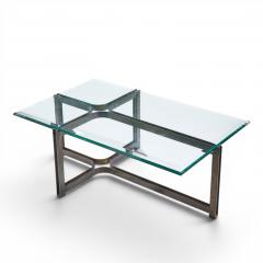  Dunbar Tom Lopinski for Dunbar Mid Century Bronze Rosewood and Glass Coffee Table - 4566873