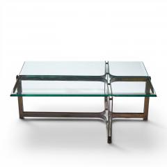  Dunbar Tom Lopinski for Dunbar Mid Century Bronze Rosewood and Glass Coffee Table - 4566876