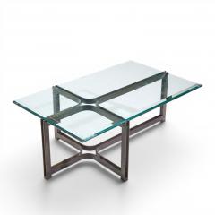  Dunbar Tom Lopinski for Dunbar Mid Century Bronze Rosewood and Glass Coffee Table - 4567151