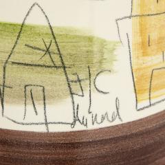  Dunnel Artisan Ceramic Table Lamp with Primitive Architectural Motifs 1960s Signed  - 2235822