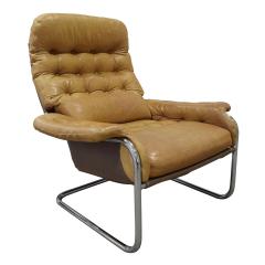  Dux Dux Chair And Ottoman in Polished Chrome and Leather Upholstery 1980s - 1811950