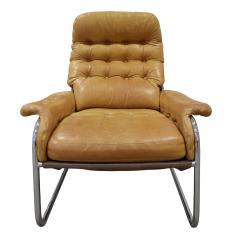  Dux Dux Chair And Ottoman in Polished Chrome and Leather Upholstery 1980s - 1811951