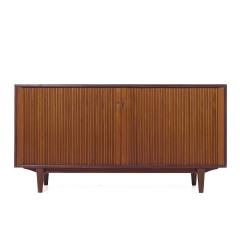  Dux Dux Mid Century Walnut Tambour Door Credenza and Hutch - 3961351